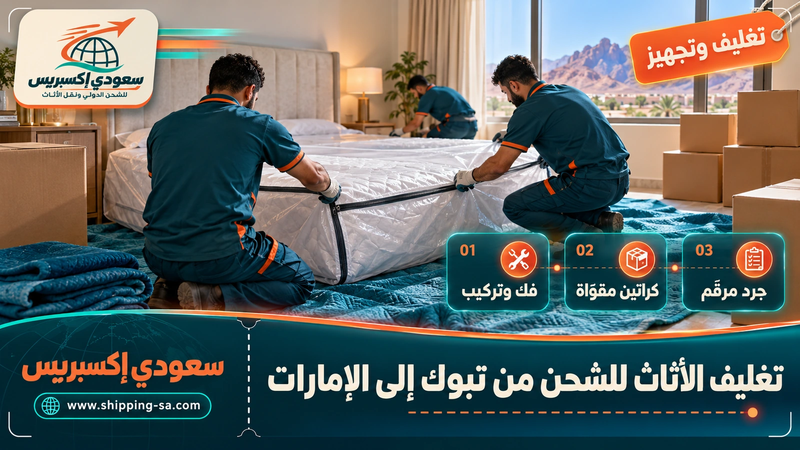 تغليف الأثاث للشحن من تبوك إلى الإمارات