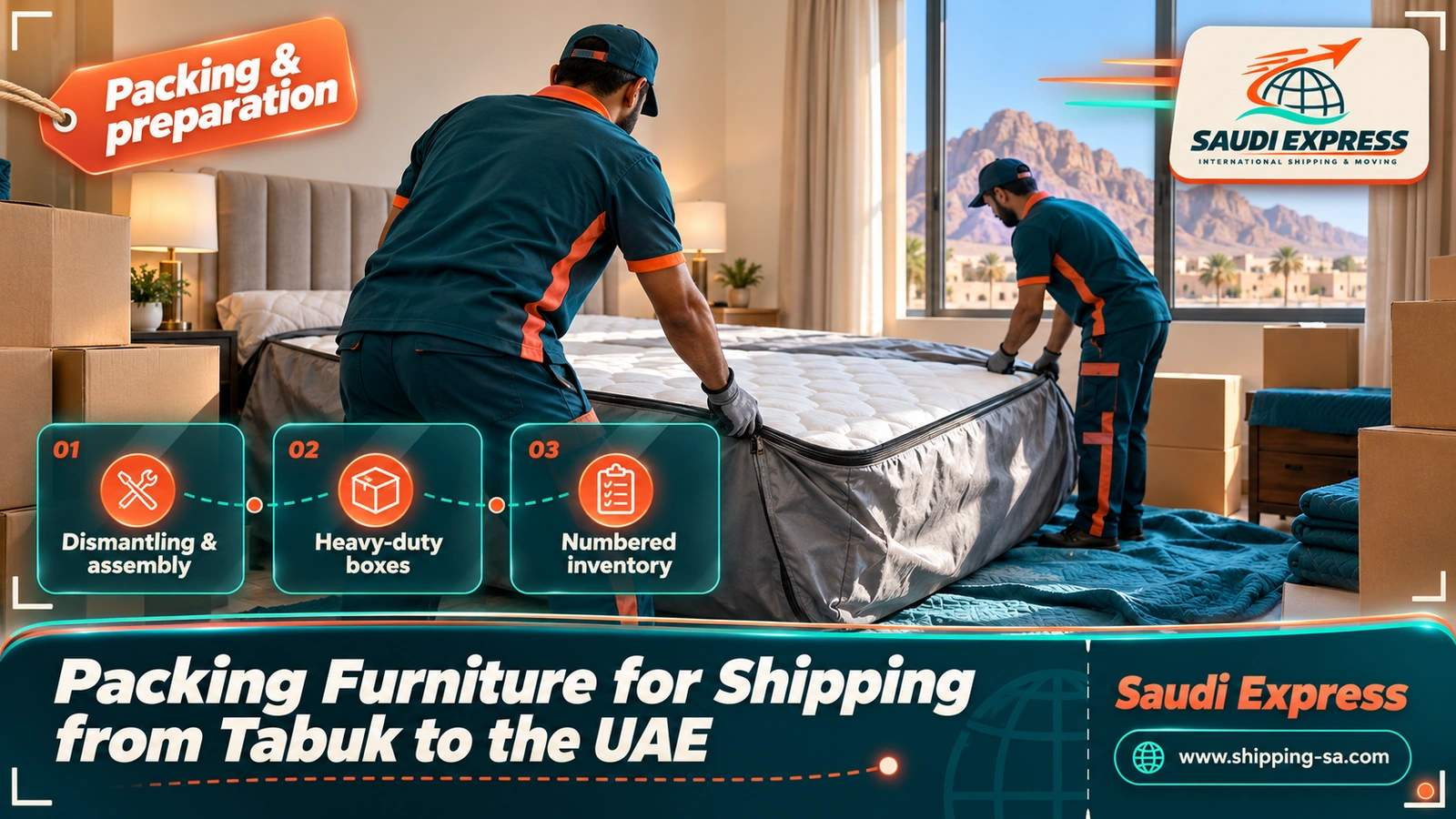 Packing Furniture for Shipping from Tabuk to the UAE