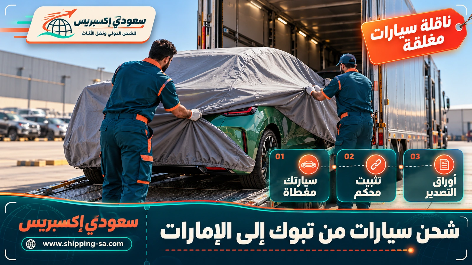 شحن سيارات من تبوك إلى الإمارات