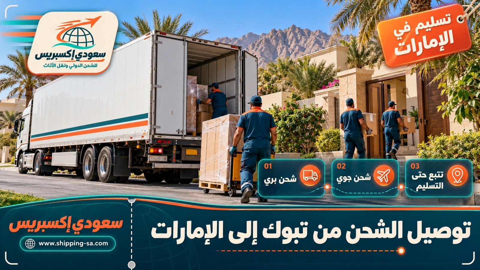 توصيل الشحن من تبوك إلى الإمارات