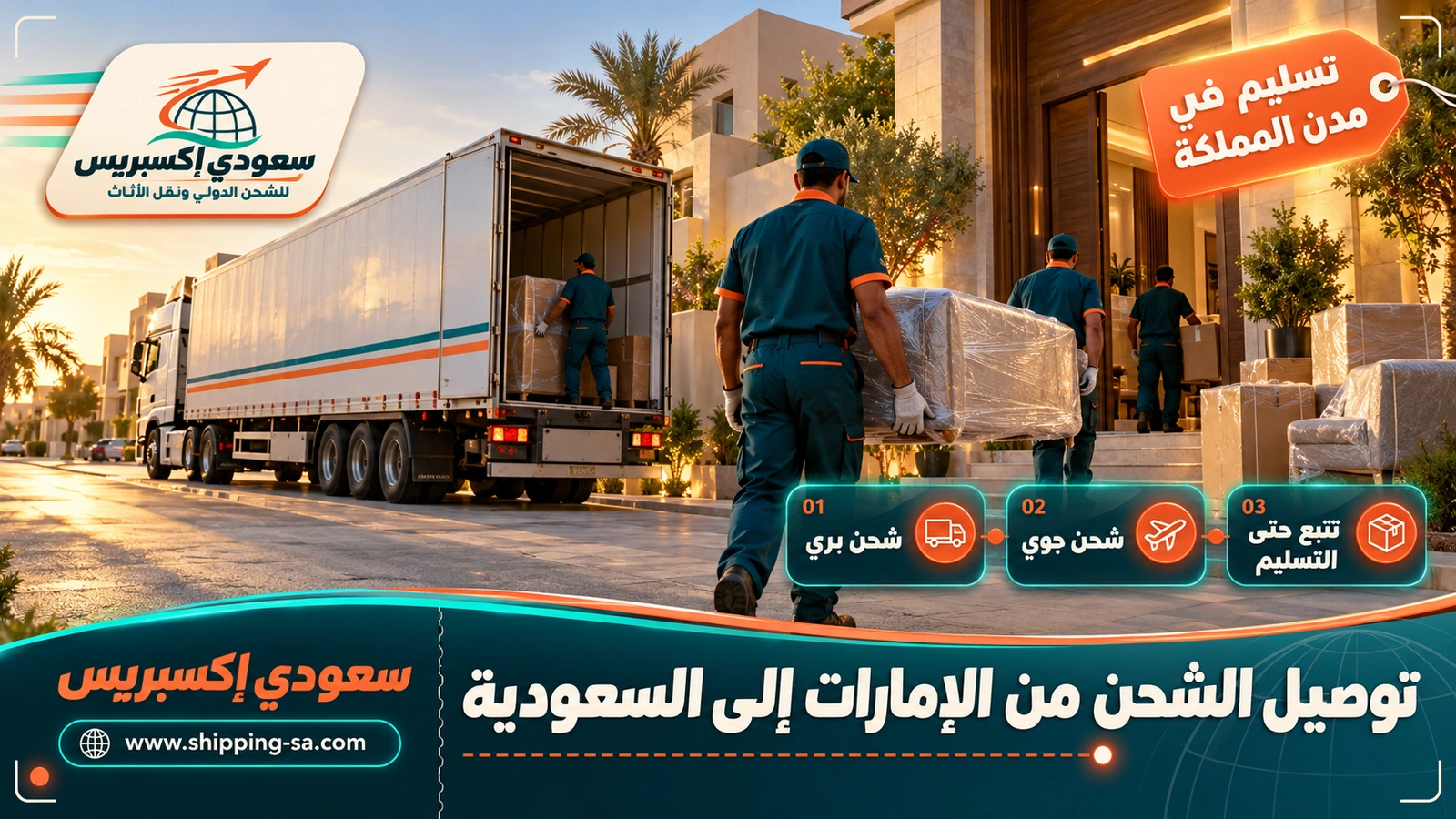 توصيل الشحن من الإمارات إلى السعودية