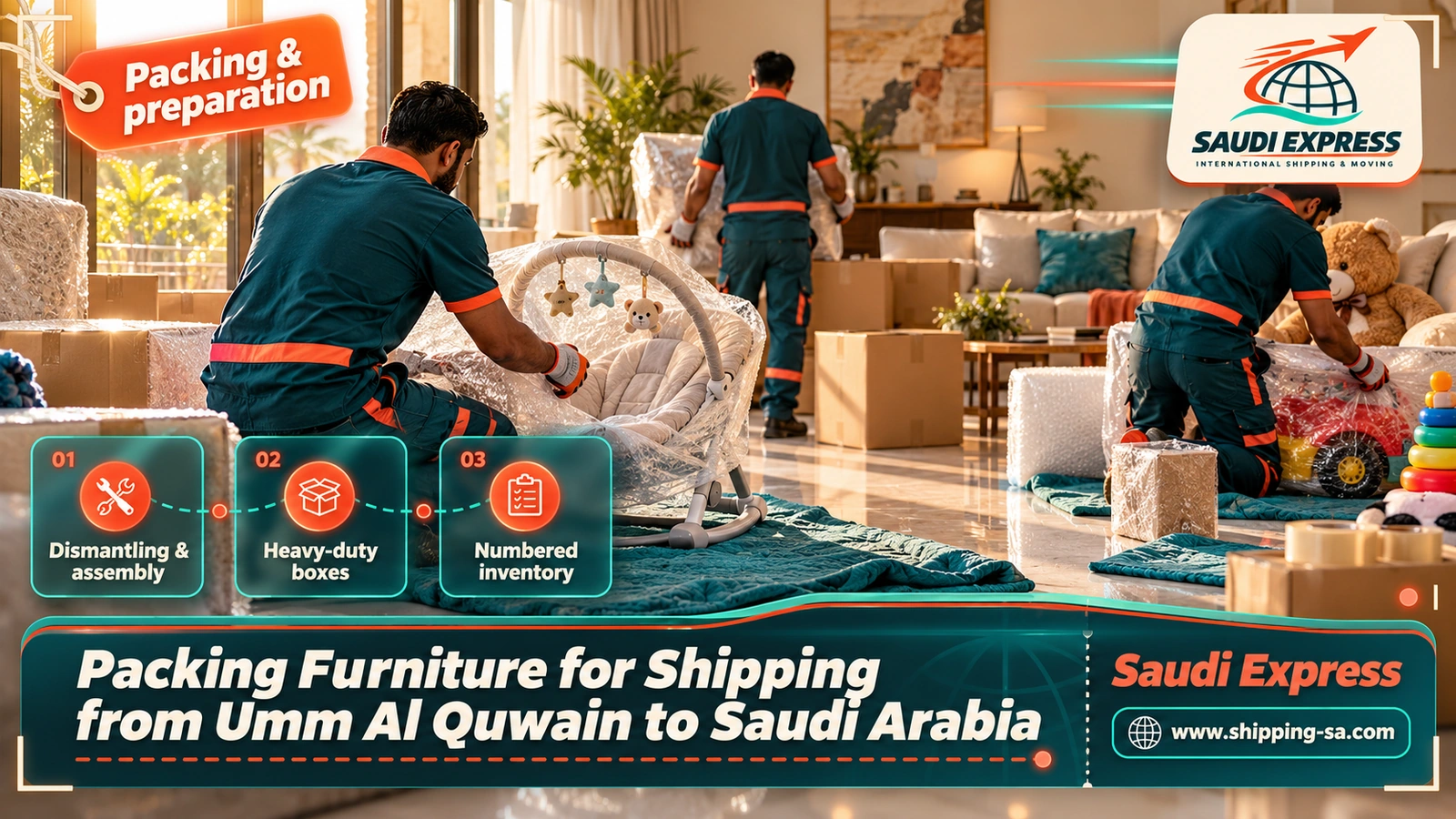 Packing Furniture for Shipping from Umm Al Quwain to Saudi Arabia